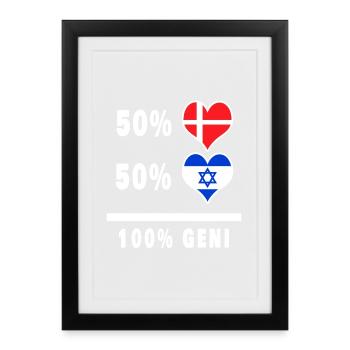 Israël et Danemark 100% drapeau de génie - Affiche encadrée (27 × 37 cm) - noir - Devant