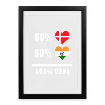 India and Denmark 100% genius flag - Framed poster (27 × 37 cm) - black - Front