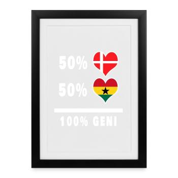 Drapeau 100% génie du Ghana et du Danemark - Affiche encadrée (27 × 37 cm) - noir - Devant