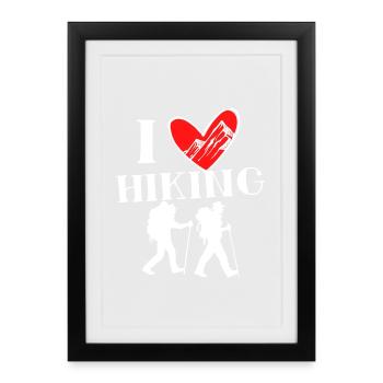 Hikers Heart I Love Hiking Statement Tours - Affiche encadrée (27 × 37 cm) - noir - Devant