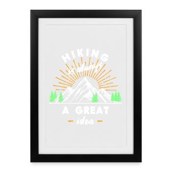 Glacier Mountains Déclaration de randonnée Wanderer Nature - Affiche encadrée (27 × 37 cm) - noir - Devant