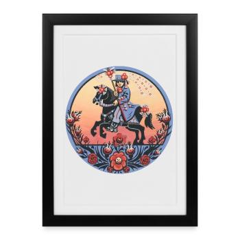 Folklore sorabe – Cavaliers et tradition des festivals - Affiche encadrée (27 × 37 cm) - noir - Devant