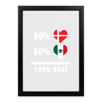 Mexique et Danemark 100% drapeau de génie - Affiche encadrée (27 × 37 cm) - noir - Devant