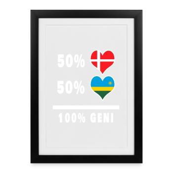 Rwanda et Danemark 100% drapeau de génie - Affiche encadrée (27 × 37 cm) - noir - Devant