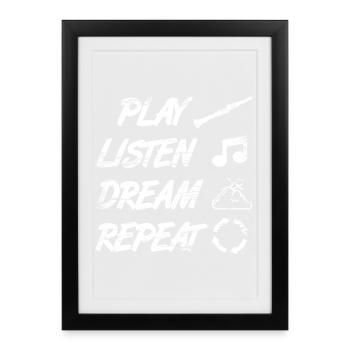 Playing, Listening, Dreaming, Repeating - Framed poster (27 × 37 cm) - black - Front