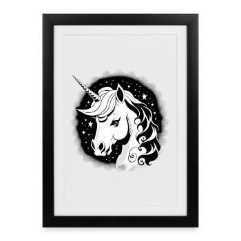 Licorne gothique - Affiche encadrée (27 × 37 cm) - noir - Devant