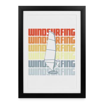 Vintage Windsurfing - Framed poster (27 × 37 cm) - black - Front