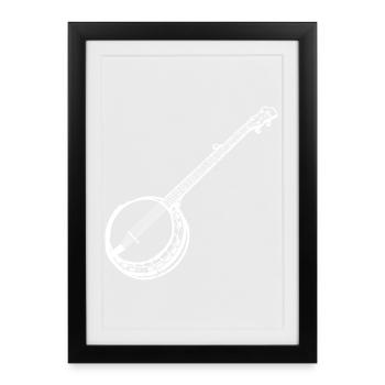 Dessin Banjo - Affiche encadrée (27 × 37 cm) - noir - Devant