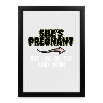 Bonheur de famille Bébé enceinte Bonheur Père Déclaration - Affiche encadrée (27 × 37 cm) - noir - Devant