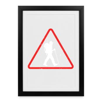 Randonneurs, randonnées, randonnées en montagne, randonnées, escalade - Affiche encadrée (27 × 37 cm) - noir - Devant