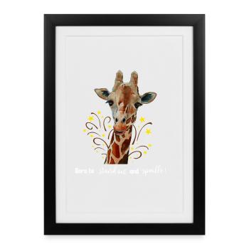 Girafe mignonne Née pour se démarquer et briller - Affiche encadrée (27 × 37 cm) - noir - Devant