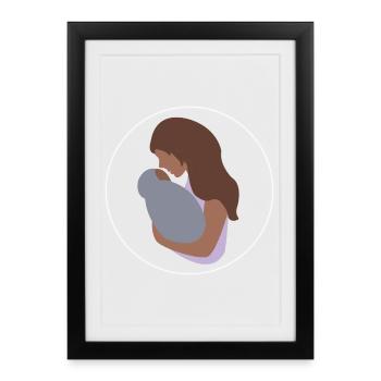 Mama und Kind - Gerahmtes Poster (27 × 37 cm) - Schwarz - Vorne