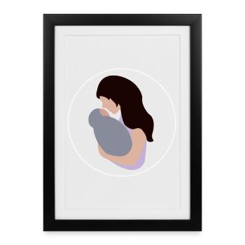 Mère et enfant - Affiche encadrée (27 × 37 cm) - noir - Devant