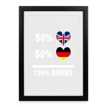 Germany and Great Britain 100% Genius Flag - Framed poster (27 × 37 cm) - black - Front