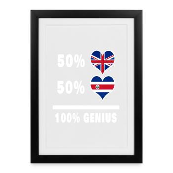 Costa Rica et Grande-Bretagne 100% Genius Flag - Affiche encadrée (27 × 37 cm) - noir - Devant