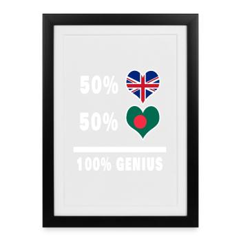 Bangladesh and Great Britain 100% Genius Flag - Framed poster (27 × 37 cm) - black - Front