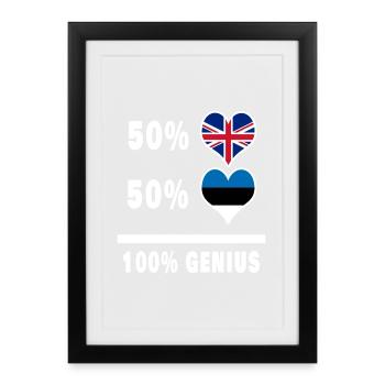 Estonia and Great Britain 100% Genius Flag - Framed poster (27 × 37 cm) - black - Front