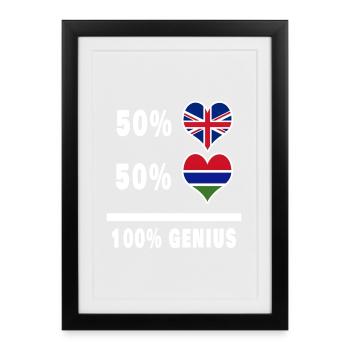 Gambie et Grande-Bretagne 100% Genius Flag - Affiche encadrée (27 × 37 cm) - noir - Devant