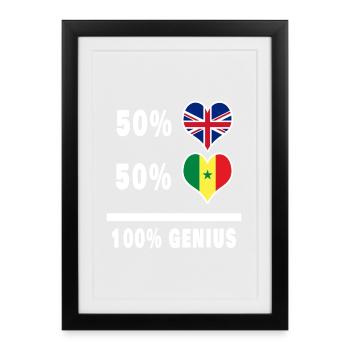 Senegal and Great Britain 100% Genius Flag - Framed poster (27 × 37 cm) - black - Front