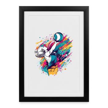 Volley-ball - Affiche encadrée (27 × 37 cm) - noir - Devant
