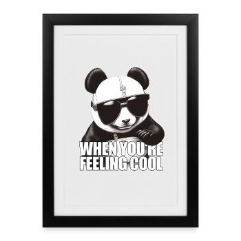 Panda cool se sentant bien - Affiche encadrée (27 × 37 cm) - noir - Devant