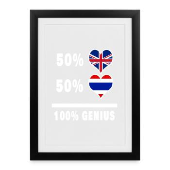 Thaïlande et Grande-Bretagne 100% Genius Flag - Affiche encadrée (27 × 37 cm) - noir - Devant