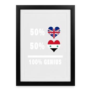Syrie et Grande-Bretagne 100% Genius Flag - Affiche encadrée (27 × 37 cm) - noir - Devant