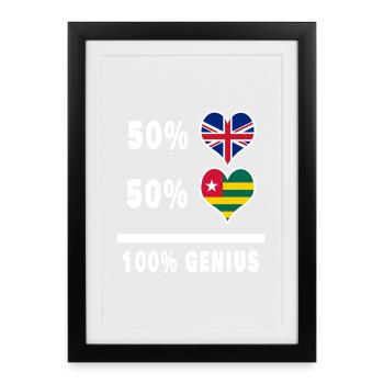 Togo et Grande-Bretagne 100% Genius Flag - Affiche encadrée (27 × 37 cm) - noir - Devant