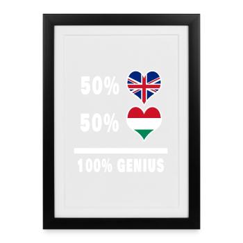 Hungary and Great Britain 100% Genius Flag - Framed poster (27 × 37 cm) - black - Front