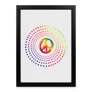 vibrating peace symbol in bright colors - Framed poster (27 × 37 cm) - black - Front