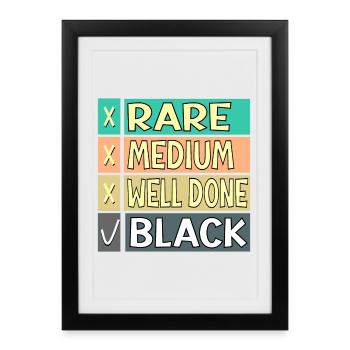MEAT STEAK DONENESS FUNNY BBQ GRILL - Framed poster (27 × 37 cm) - black - Front