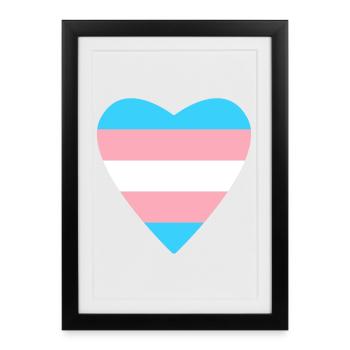 Cœur de la Fierté Transgenre Design - Affiche encadrée (27 × 37 cm) - noir - Devant
