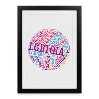 LGBTQIA+ T-Shirt Circle Word Cloud LGBT Gay Pride - Framed poster (27 × 37 cm) - black - Front
