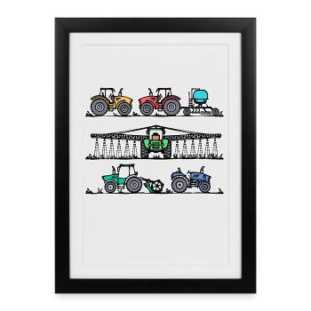 Tractor Agriculture Motor Vehicle Farmer Field - Framed poster (27 × 37 cm) - black - Front