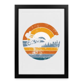 Coucher de soleil à vélo Retro Ridge - Affiche encadrée (27 × 37 cm) - noir - Devant