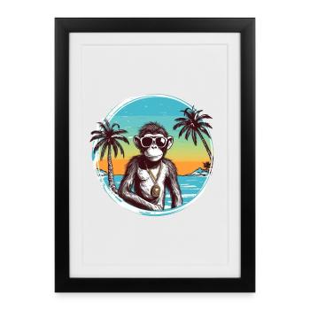 Cool Monkey*Summer Beach Design - Framed poster (27 × 37 cm) - black - Front