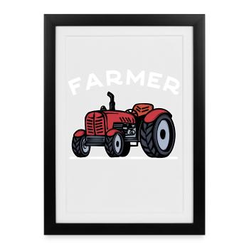 Un agriculteur de champ de tracteur de véhicule utilitaire dit agriculteur biologique - Affiche encadrée (27 × 37 cm) - noir - Devant