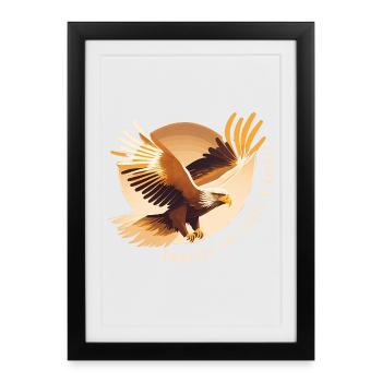 Aigle planant avec une citation inspirante - Affiche encadrée (27 × 37 cm) - noir - Devant