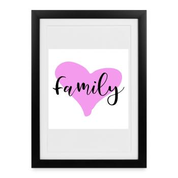 Affiche familiale avec cœur - Affiche encadrée (27 × 37 cm) - noir - Devant