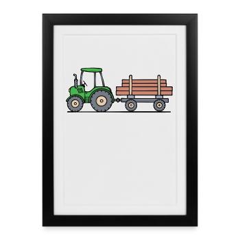 Biobauer Tractor Statement Tractor Commercial Vehicle - Framed poster (27 × 37 cm) - black - Front