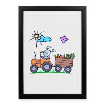 Véhicule Tracteur Déclaration de l’agriculteur agricole biologique - Affiche encadrée (27 × 37 cm) - noir - Devant