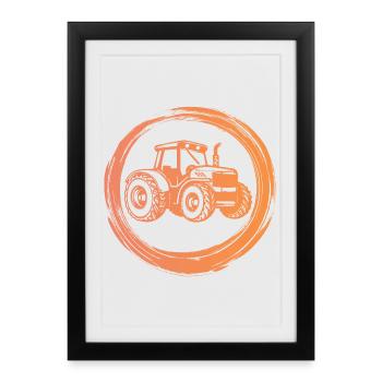 Machines agricoles Tracteur Fermier biologique Véhicule Ferme - Affiche encadrée (27 × 37 cm) - noir - Devant