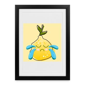 Triste citron COMIC WINE LIME SUMMER FOOD - Affiche encadrée (27 × 37 cm) - noir - Devant