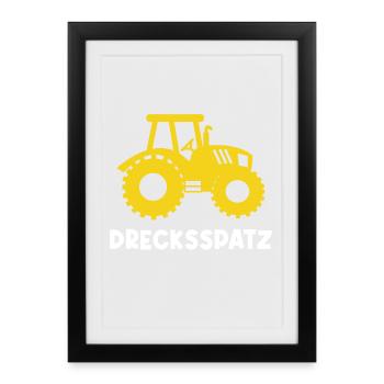 Traktor Bauer Feld Ackerbau Statement Biobauer - Gerahmtes Poster (27 × 37 cm) - Schwarz - Vorne