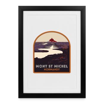 Illustration colorée du Mont Saint Michel - Affiche encadrée (27 × 37 cm) - noir - Devant