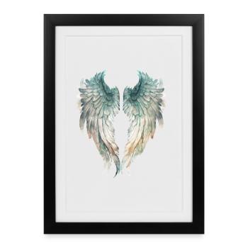 Ailes d'Ange Aquatiques Watercolor - Affiche encadrée (27 × 37 cm) - noir - Devant