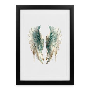 Ailes d'Ange aquarelle pastel - Affiche encadrée (27 × 37 cm) - noir - Devant