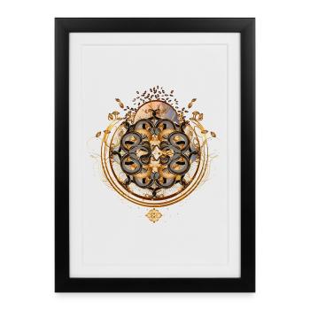 amulette magique avec symbole de serpent doré - Affiche encadrée (27 × 37 cm) - noir - Devant