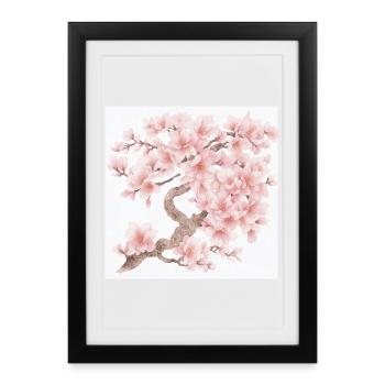 Fleurs de cerisier japonais - Affiche encadrée (27 × 37 cm) - noir - Devant