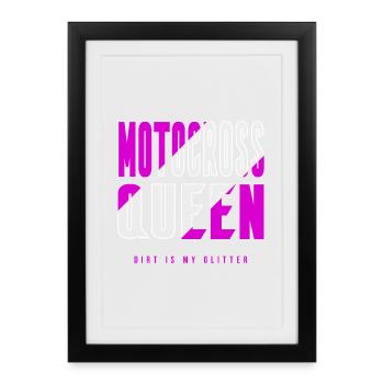 Motocross queen - Framed poster (27 × 37 cm) - black - Front